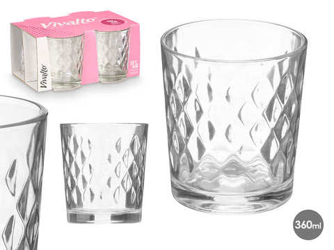 Lot de 4 verres en verre diamant 360 ml