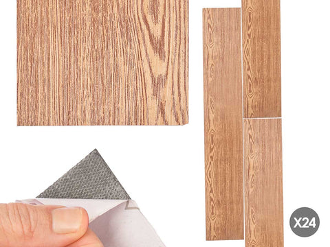 Set 24 Láminas Vinilo Parquet Vinílico Marrón Oscuro 914x152mm