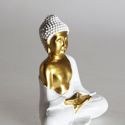 Figura Decorativa Budha Blanco Dorado 24,2cm