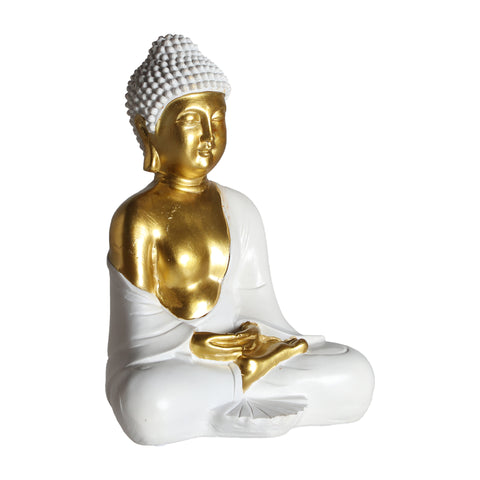 Figura Decorativa Budha Blanco Dorado 17cm