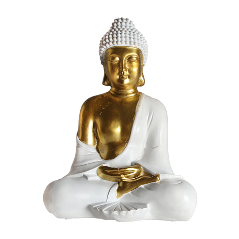 Figura Decorativa Budha Blanco Dorado 17cm