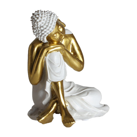 Figura Decorativa Budha Blanco Dorado 15cm