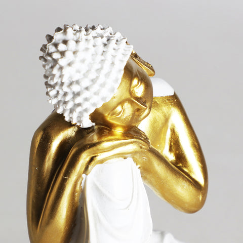 Figura Decorativa Budha Blanco Dorado 15cm