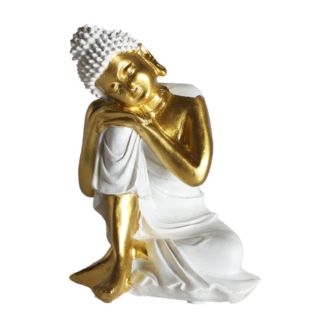 Figura Decorativa Budha Blanco Dorado 15cm
