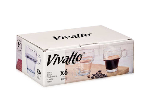Pack 6 Tazas de Café Apilables 90ml