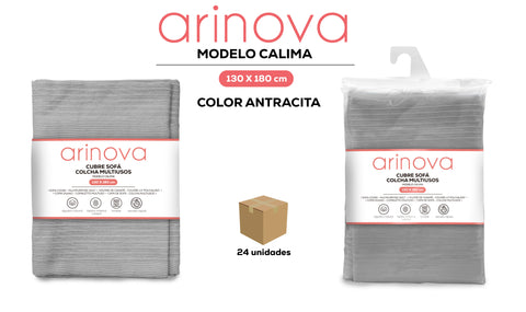 Colcha Calima 230x280cm Antracita Algodón Máxima Calidad
