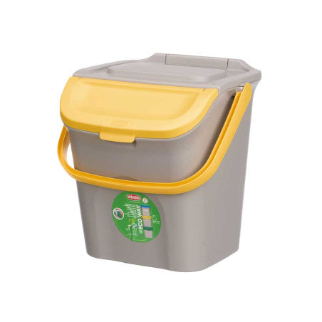 Cubo Basura 28 Litros Apilable Ecoway Amarillo