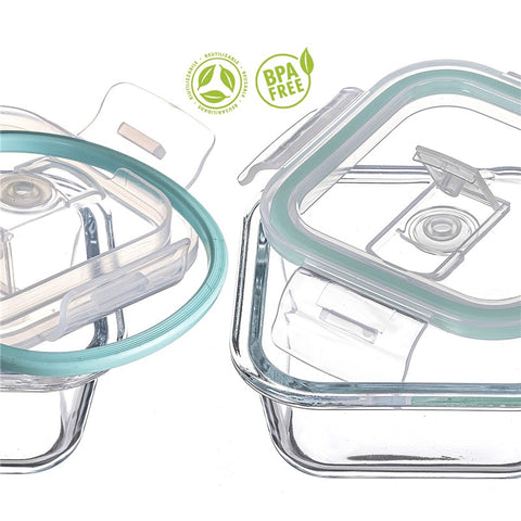 Fiambrera Borosilicato 370ml para Microondas Hermética Rectangular 
