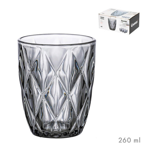 Pack 6 Vasos Vidrio 260ml Negro Diamond Collection