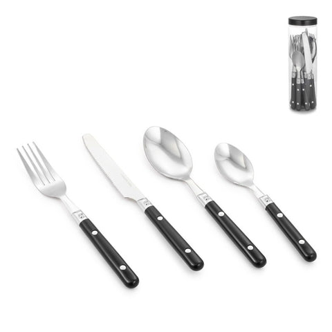 Set 16 Cubiertos Acero Inoxidable Negro