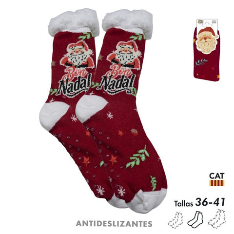Calcetines Woman Talla 36-41 Antideslizantes Bon Nadal Sherpa Catalán