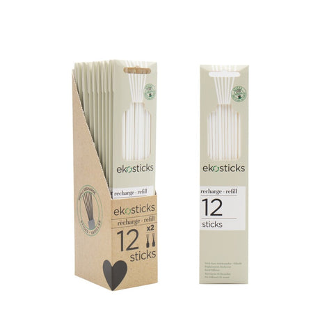 Estuche 12 Sticks Fibra Blanco 20,5cm Ekostick