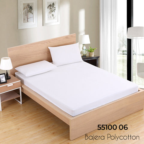 Sábana Bajera Blanca Cama 135cm Ajustable Polycotton