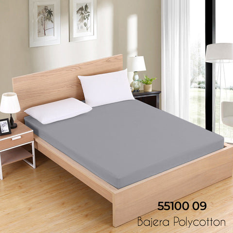 Sábana Bajera Gris Claro Cama 150cm Ajustable Polycotton