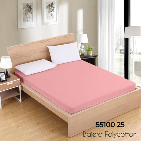 Sábana Bajera Rosa Cama 135cm Ajustable Polycotton