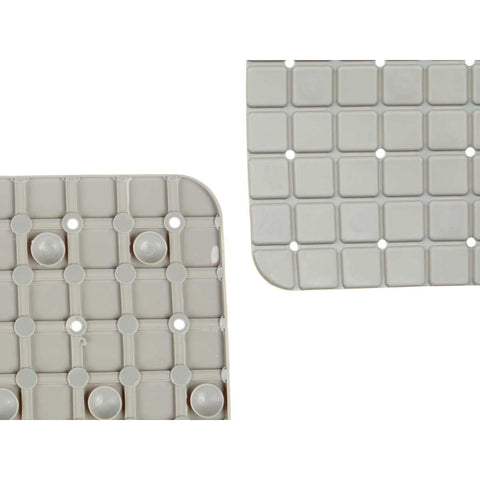 Alfombra Baño 67x38cm Antideslizante Cuadros Gris Grande