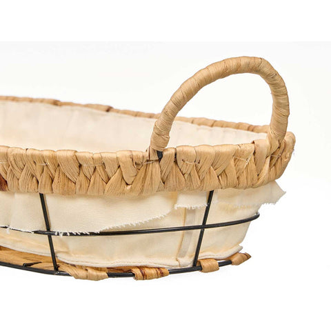 Cesta Metal Ovalada Tela 42x19x7,5cm