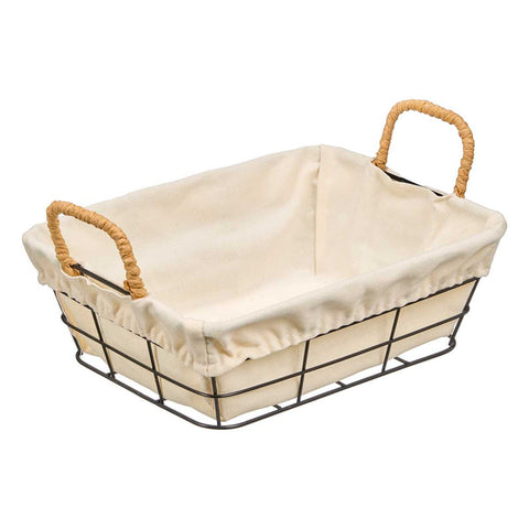 Cesta Metal Rectangular Tela 24x19x8cm