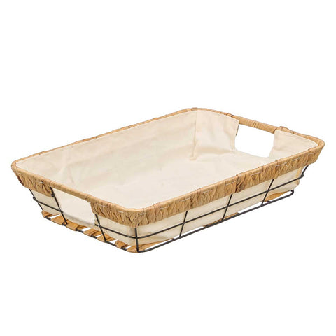 Cesta Metal Rectangular Tela 40x28x8cm