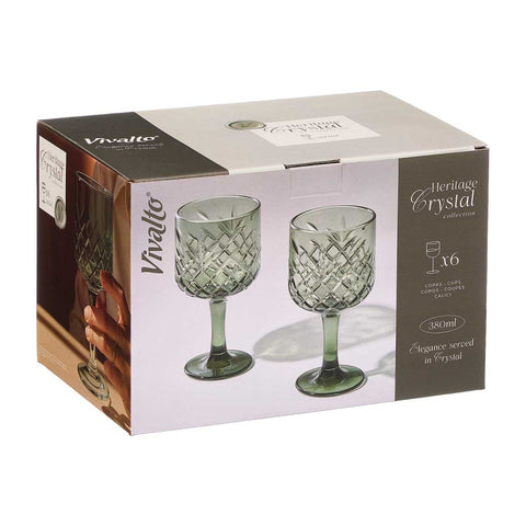Pack 6 Copes Troquelades 380ml Verd