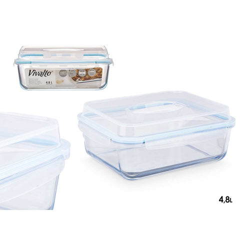 Fiambrera Grande 4800ml Borosilicato Hermética con Asa