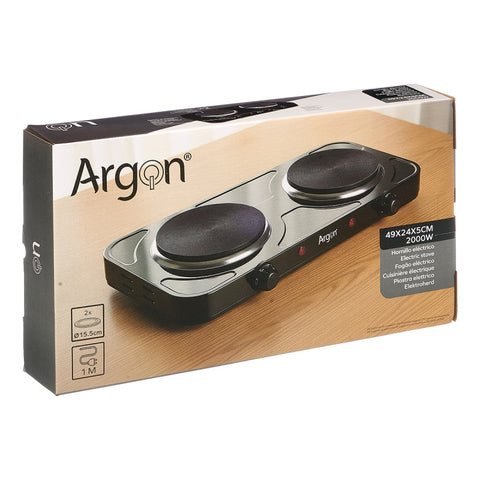 Hornillo Eléctrico Negro Doble 2000W Argón