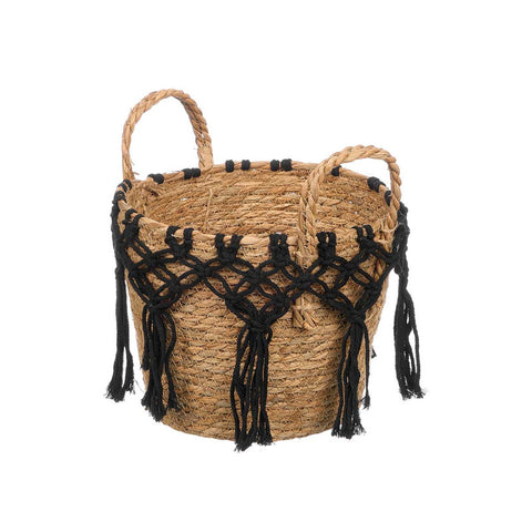 Macetero Macramé Colgante Negro Pequeño