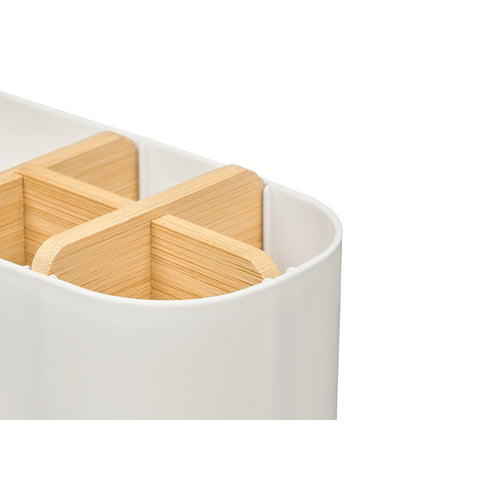 Organizador Plástico Bambú 5 Huecos Blanco