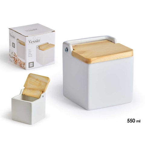 Salero Blanco Cuadrado con Tapa 550ml