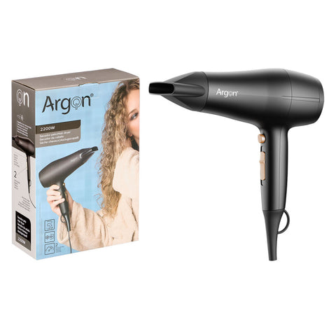 Secador de Pelo 2200W Argón Negro Dorado Mate