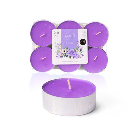Set 6 Tea Light Maxi 9 Horas Lavanda
