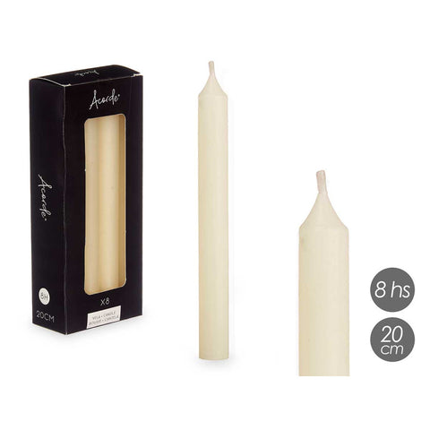 Set 8 Velas Cirios Crema 