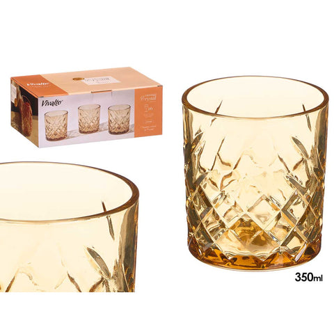 Set 6 Vasos Troquelados 350ml Ámbar