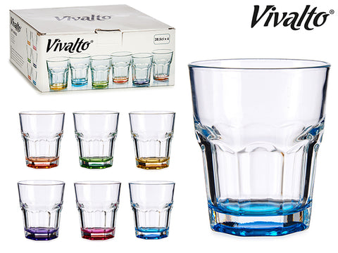 Pack 6 Verres à Base Colorée 285ml Assortiment de 6 couleurs